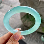 冰种晴水圆条手镯56.2圈     天然缅甸A货翡翠（yc351389）