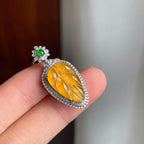 18k金镶冰种黄翡叶子（yc250558）