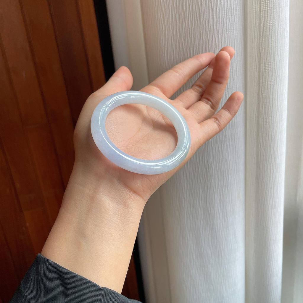 糯冰淡紫罗兰翡翠圆条手镯（52.3mm）（yc373954）