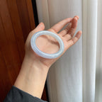 糯冰淡紫罗兰翡翠圆条手镯（52.3mm）（yc373954）