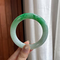 细糯种带色圆条手镯 57圈 天然缅甸A货翡翠（yc485339）