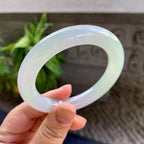 细糯种淡春彩圆条手镯56圈口 天然缅甸A货翡翠（yc334200）