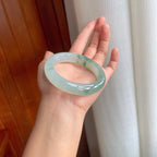 冰种飘花翡翠平安镯（57.8mm）（yc249151）