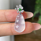 18k金钻镶冰种无色福豆吊坠       天然缅甸A货翡翠（yc430621）