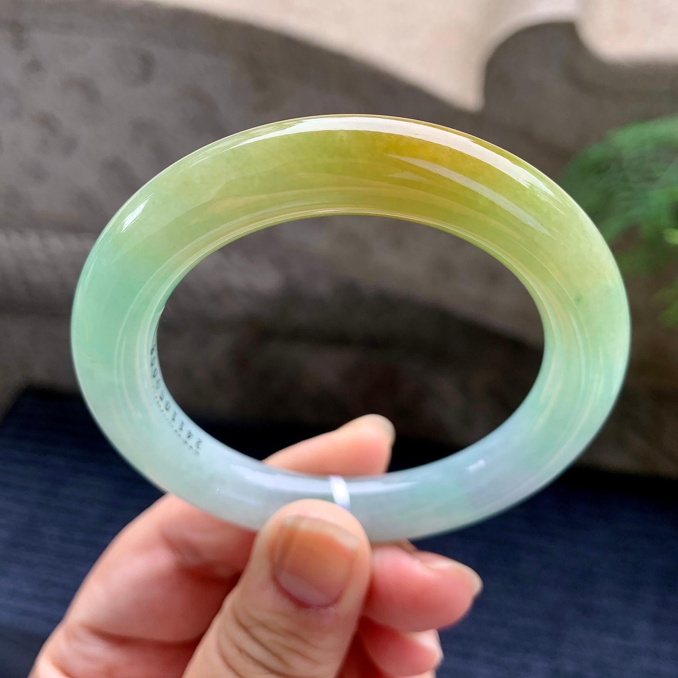 细糯种黄翡圆条手镯（53.3mm）（yc267224）
