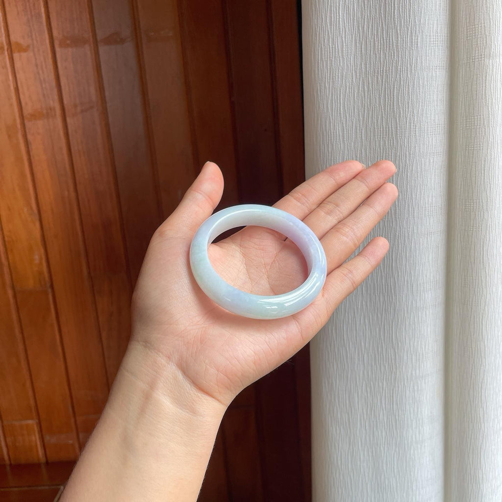 糯冰淡紫罗兰翡翠平安镯（54.2mm）（yc389577）