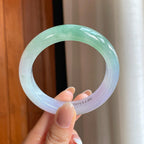 糯冰春带彩翡翠平安镯（55.2mm)（yc374041）