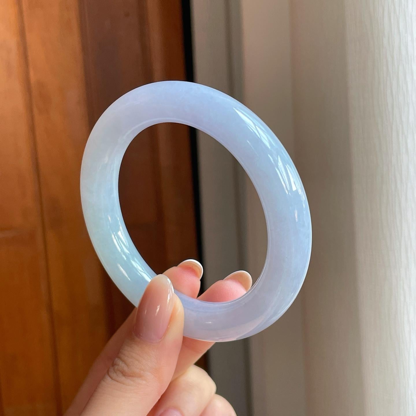 糯冰紫罗兰翡翠圆条手镯（54mm)（yc366098）