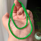 糯冰种阳绿小米珠链（161颗） 天然缅甸A货翡翠（yc355302）