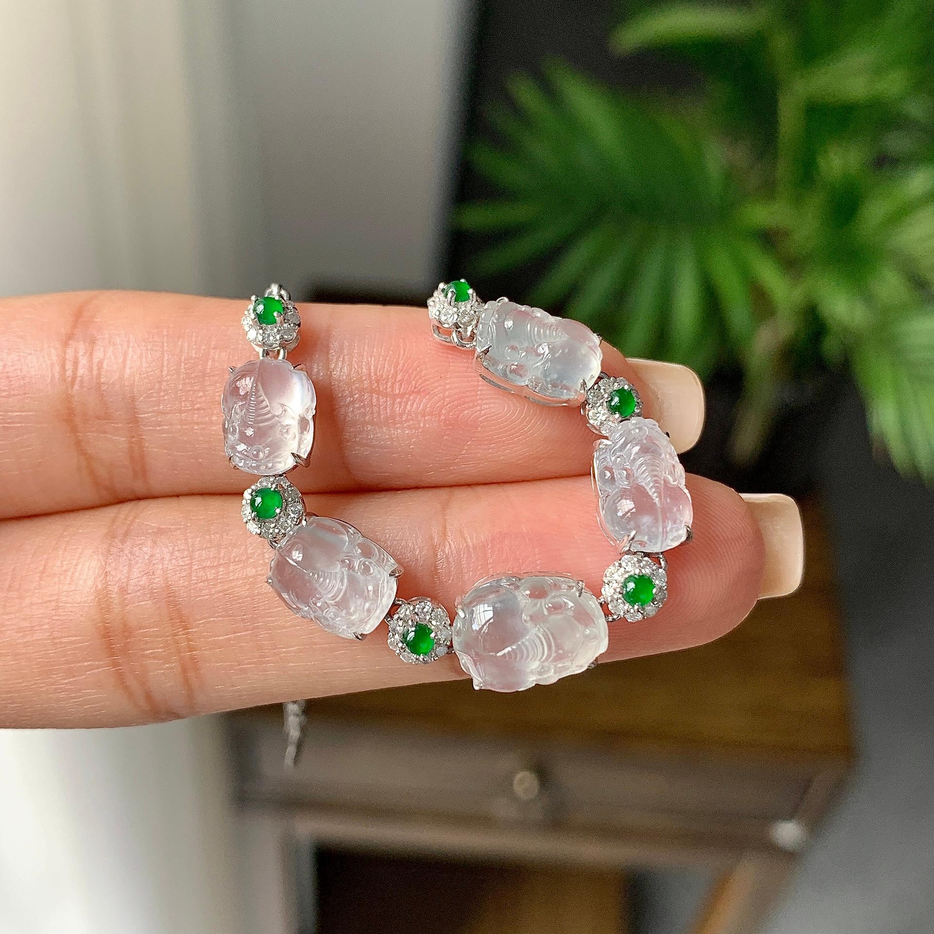 18k金冰种无色貔貅手链（yc233834）