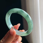 糯冰种飘水墨花翡翠平安镯（57.8mm)（yc348587）