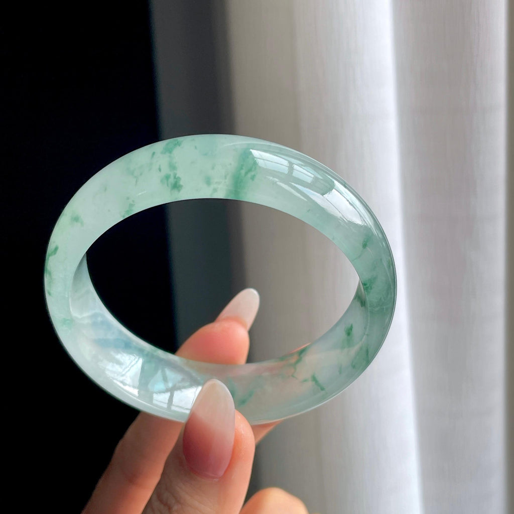 冰种飘花翡翠平安镯（56.5mm）（yc294861）