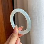 糯冰淡底色翡翠圆条手镯（55.2mm)（yc412124）