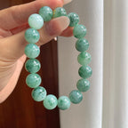 糯冰飘蓝花翡翠珠串手串（yc260381）