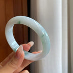 糯冰飘花翡翠平安镯（60mm）（yc267498）