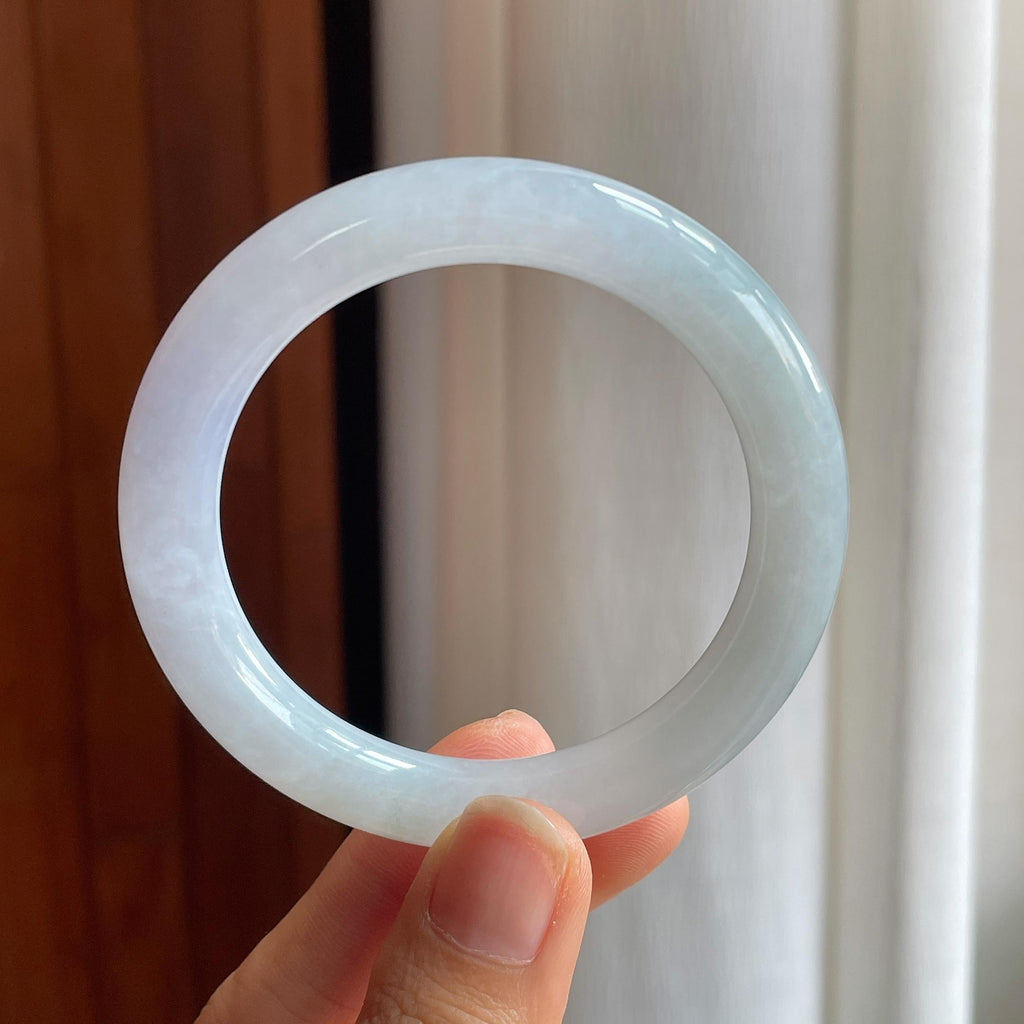 糯冰淡紫罗兰翡翠圆条手镯（52.3mm）（yc373954）