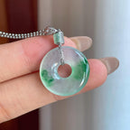 18k金镶冰种飘绿花翡翠甜甜圈（yc246212）