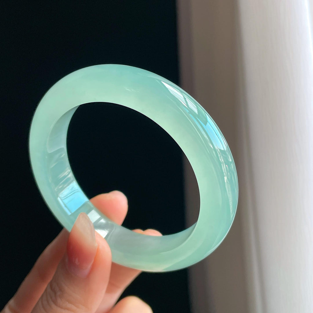 冰种晴底翡翠平安镯（53.5mm）（yc333042）