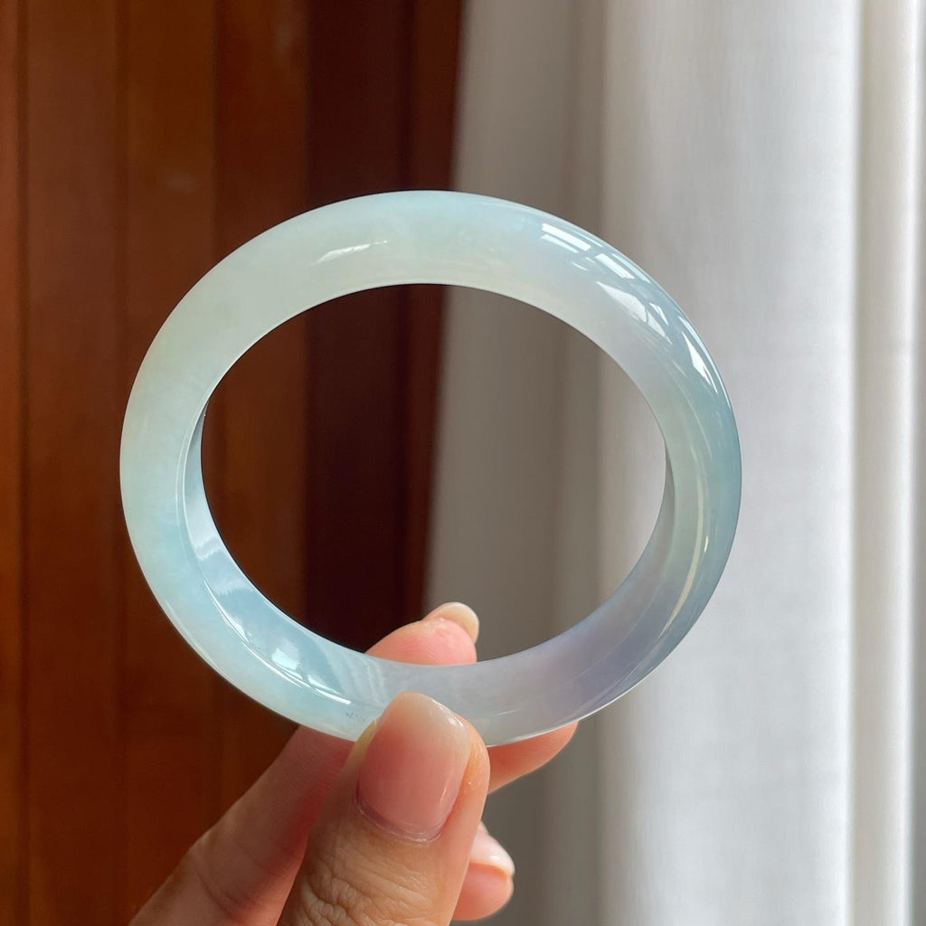冰种淡紫罗兰翡翠平安镯（56mm）（yc397182）