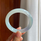 冰种淡紫罗兰翡翠平安镯（56mm）（yc397182）