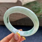 大圈口    细糯种飘花正圈平安镯58圈      天然缅甸A货翡翠（yc376060）