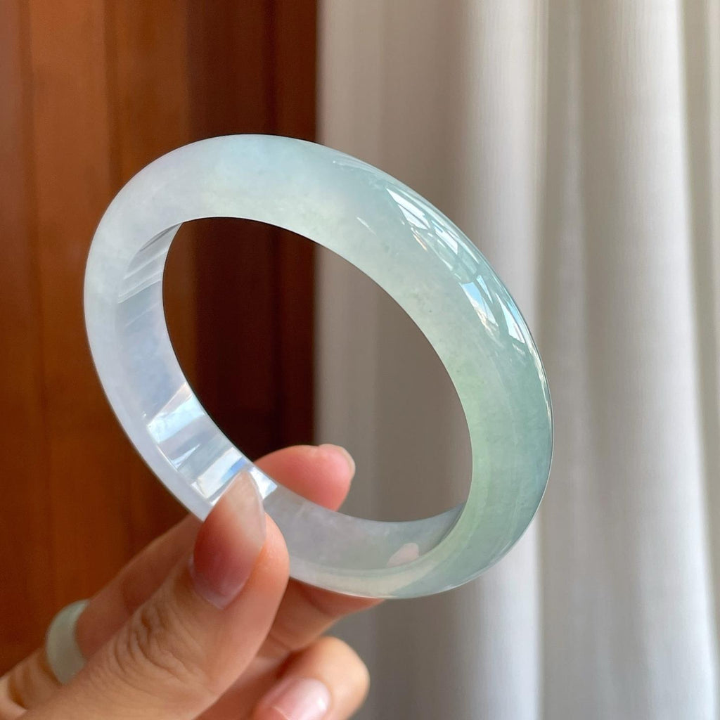 冰种淡春彩翡翠平安镯（57.8mm）（yc312967）