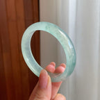 冰种晴底飘花翡翠平安镯（53.8mm)（yc363407）