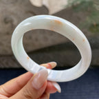 大圈口    细糯种飘红翡正圈平安镯59.4圈     天然缅甸A货翡翠（yc421202）