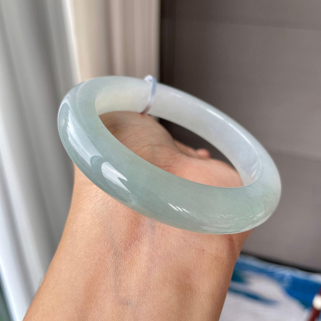 细糯种蓝底正圈平安镯56.4圈    天然缅甸A货翡翠（yc362909）