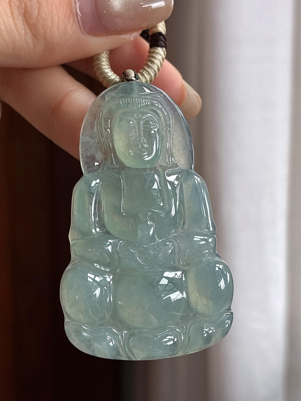 糯冰晴底观音 天然缅甸A货翡翠（yc465144）