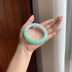 糯冰带色圆条翡翠手镯(56mm)（yc419749）