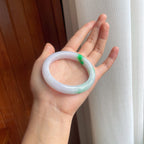 糯冰淡春底带色翡翠平安镯（53.8mm）（yc249157）