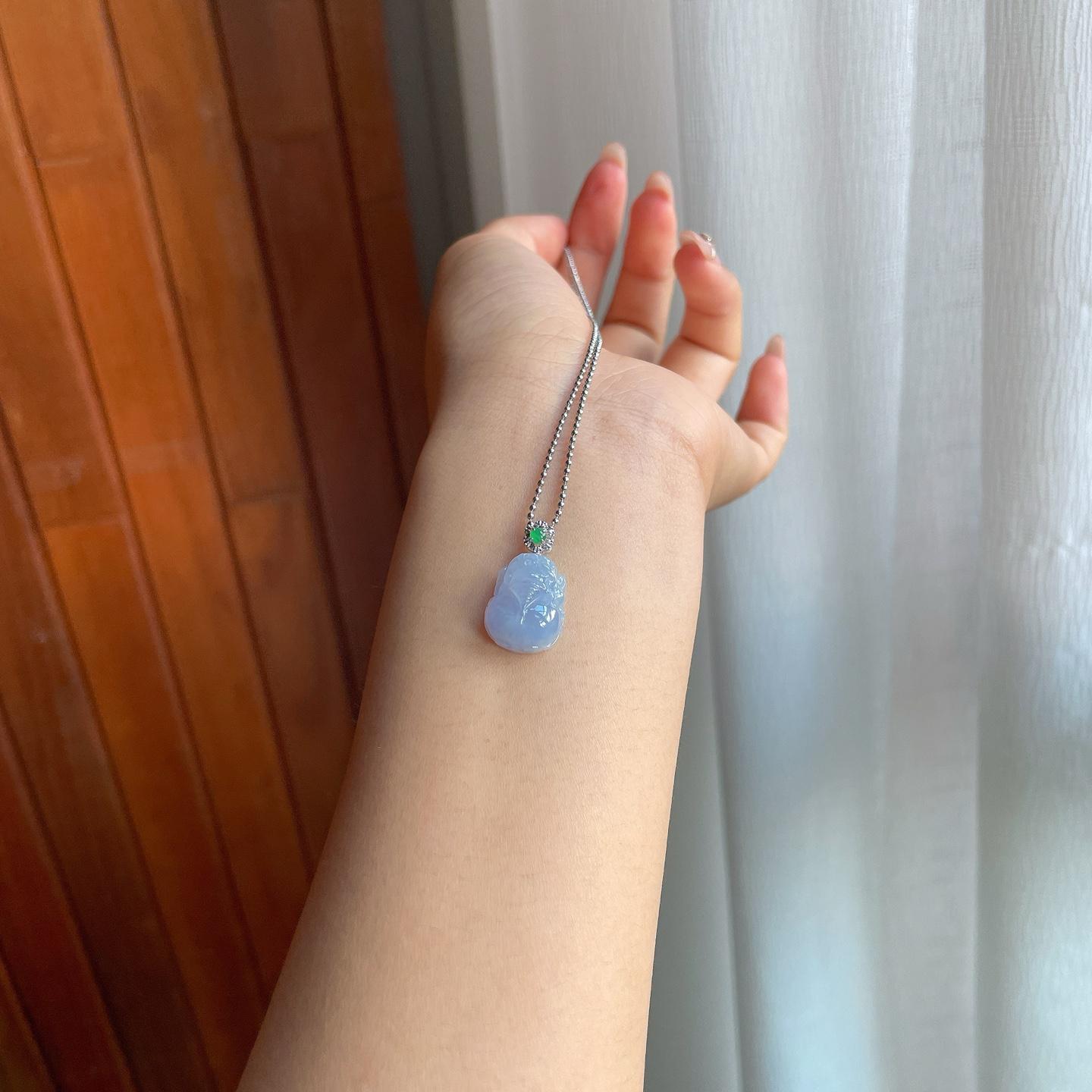 18k金扣糯冰种紫罗兰翡翠貔貅（yc187455）