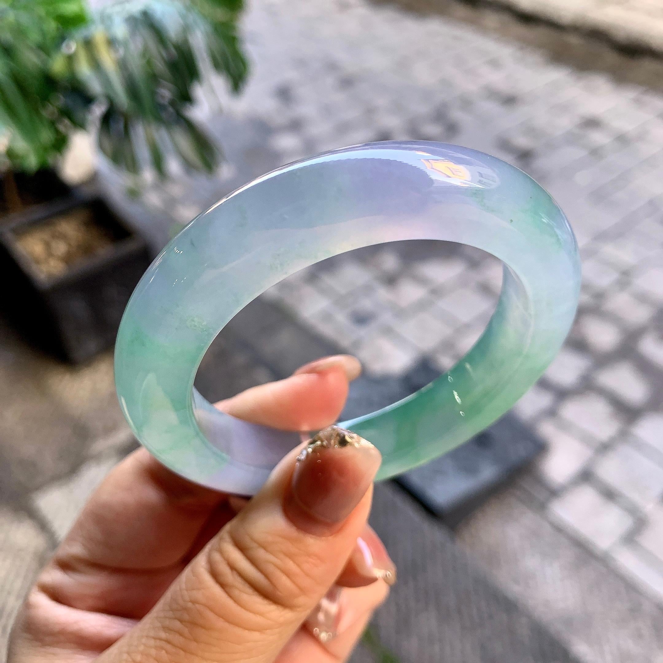 冰种春彩平安镯（53.6mm）（yc292636）