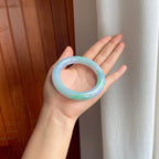 糯冰春彩翡翠圆条手镯（58.4mm)（yc380048）