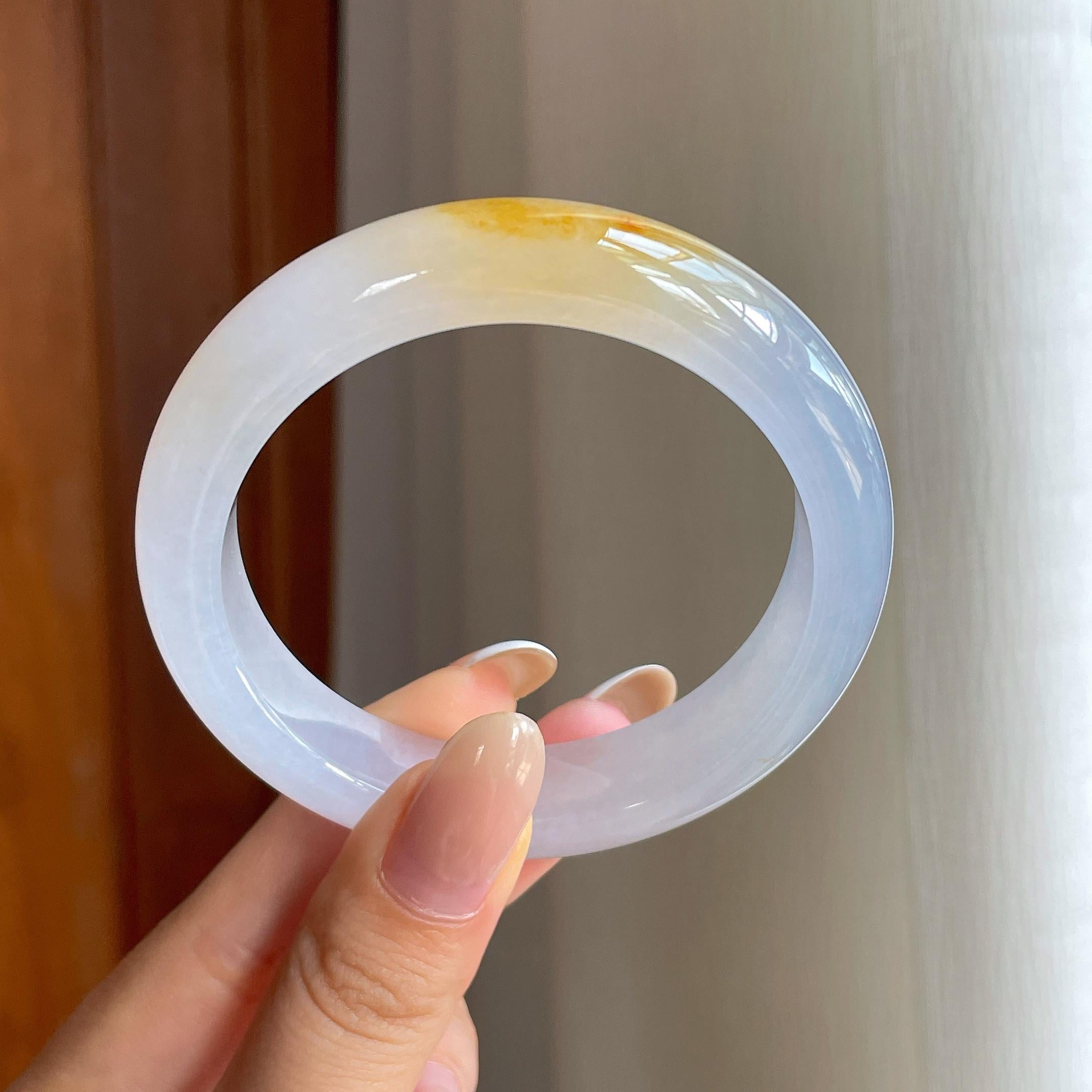 冰种黄翡翡翠平安镯（54.7mm)（yc416488）