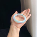 糯冰带色翡翠平安镯(56mm)（yc348932）