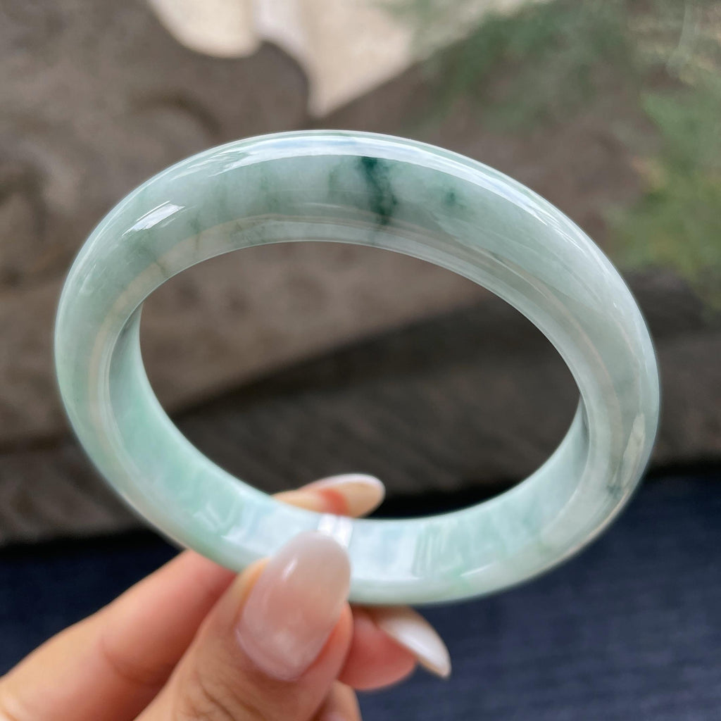 细糯种飘花正圈平安镯57.1圈     天然缅甸A货翡翠（yc421209）
