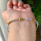 18K金镶糯冰种淡紫罗兰小米珠手链（yc232459）