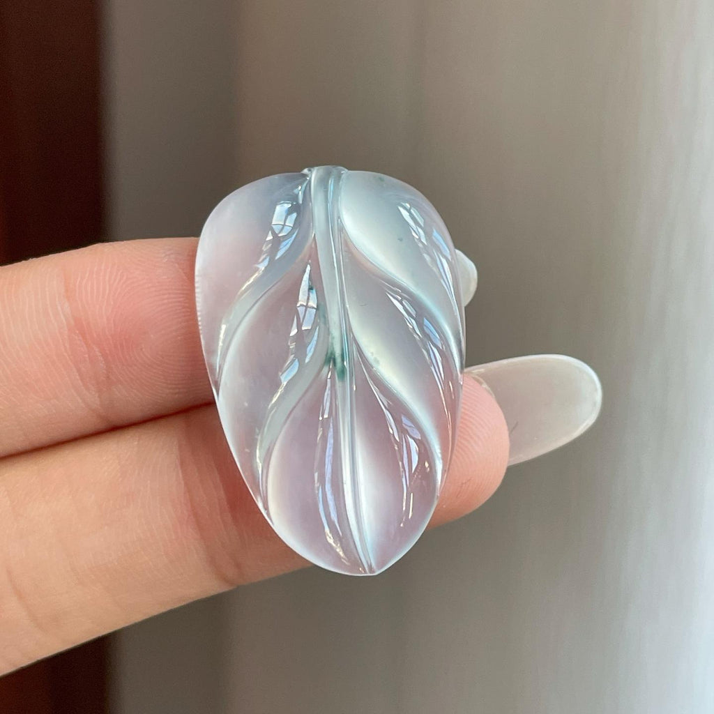 冰种起光飘花翡翠叶子（yc265153）