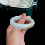 细糯种飘黄正圈 翡翠手镯（53mm）（yc017169）