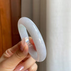 糯冰白底青翡翠贵妃镯（53mm）（yc277418）