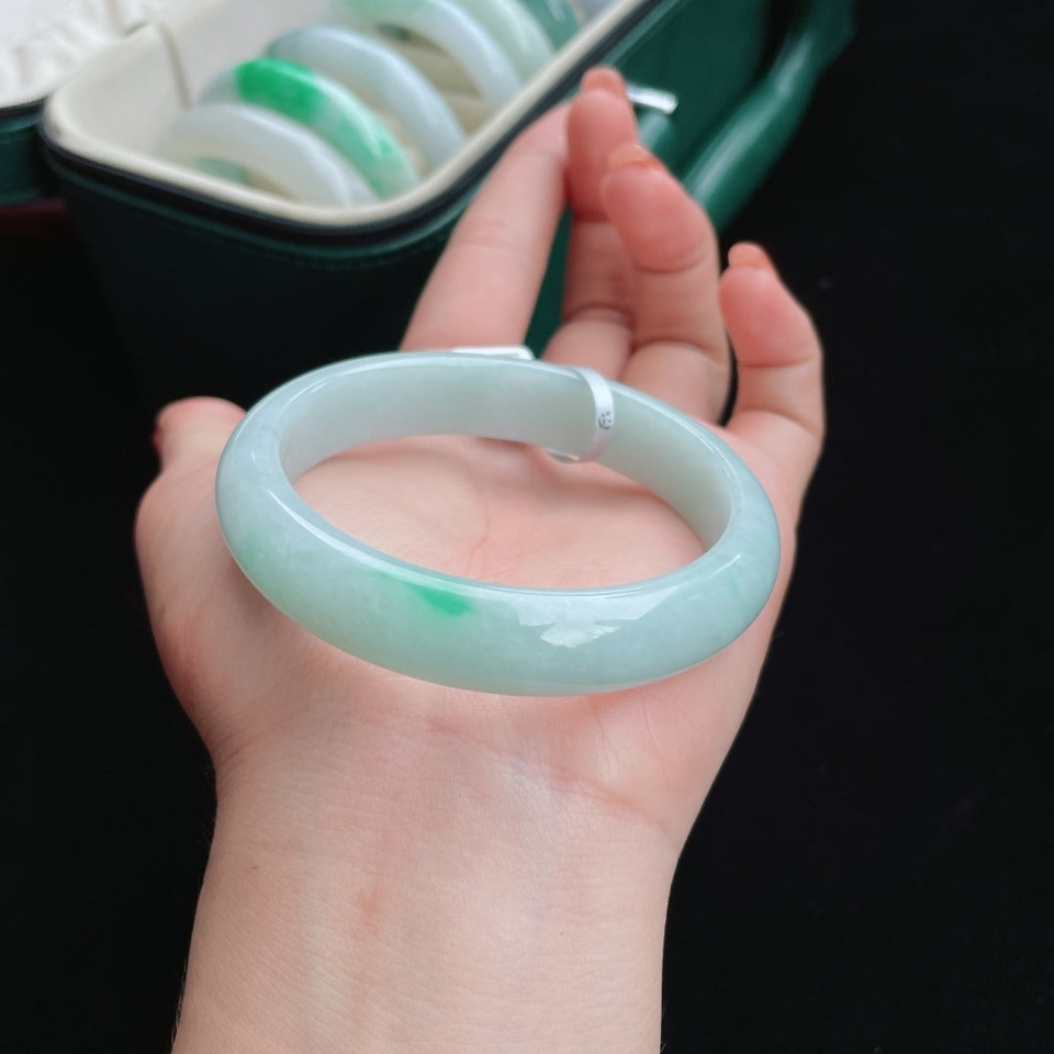 细糯种白底青 正圈翡翠手镯（57mm）（yc017161）