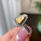 18k金钻镶冰种黄翡葫芦戒指天然缅甸A货翡翠（yc321387）