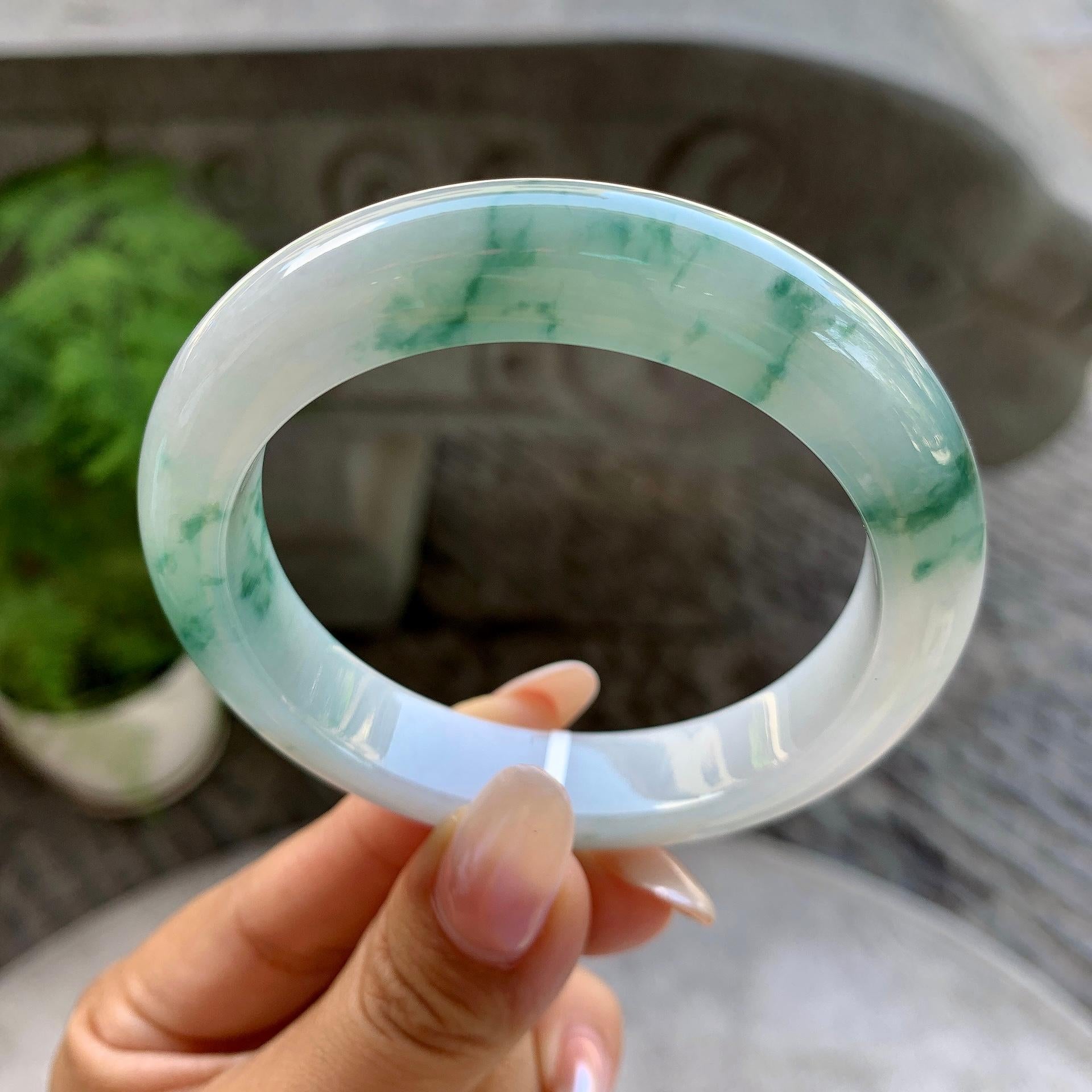 细糯种飘花平安镯（56mm）（yc199561）