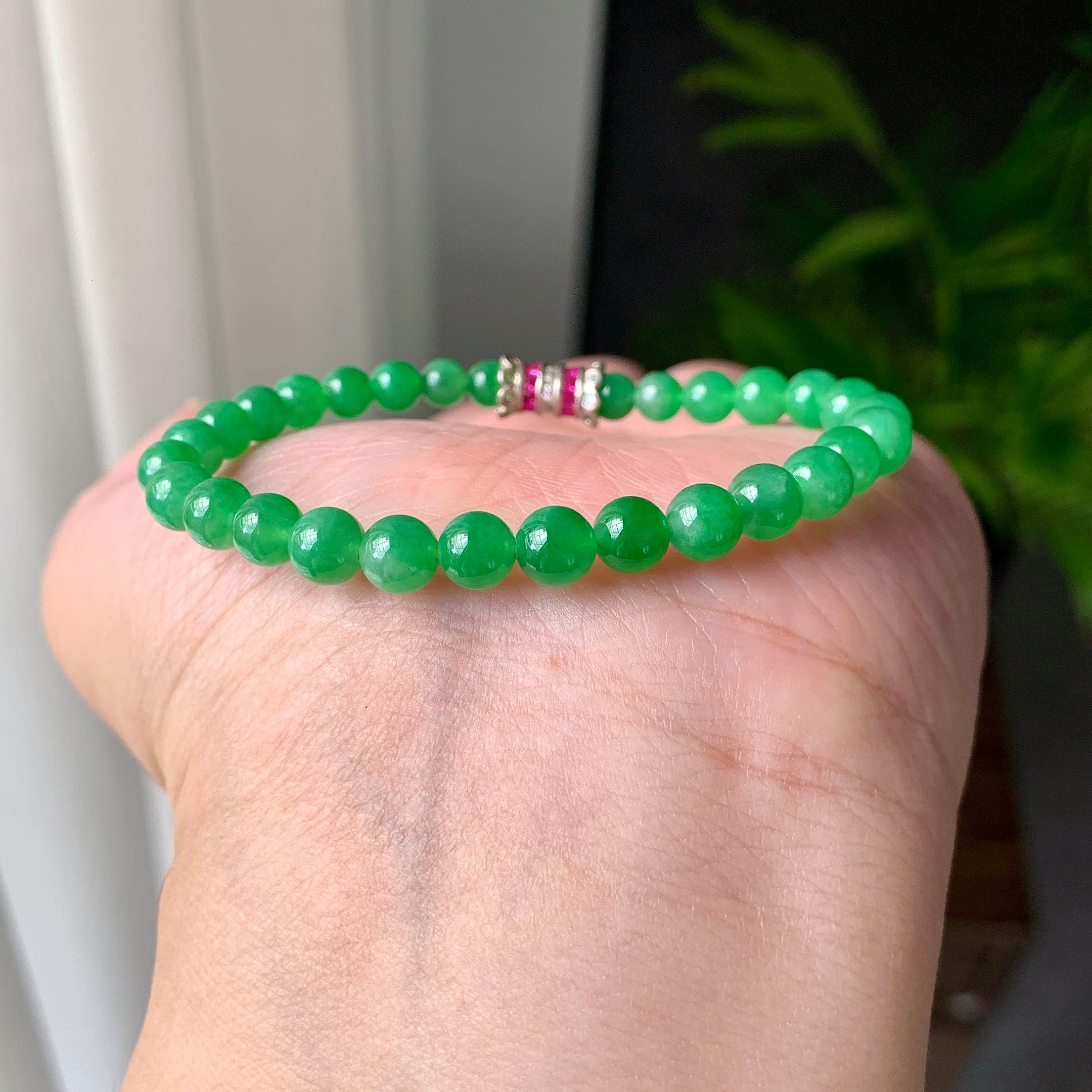 糯冰种满绿小米珠手链（yc221408）