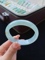 冰种飘黄正圈翡翠手镯（56.2mm）（yc016652）
