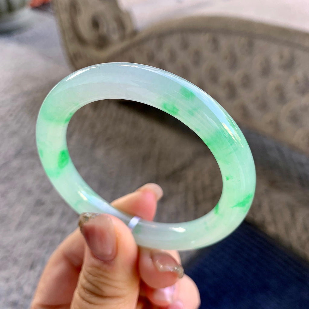 糯冰种飘花圆条手镯（50.3mm）（yc290977）