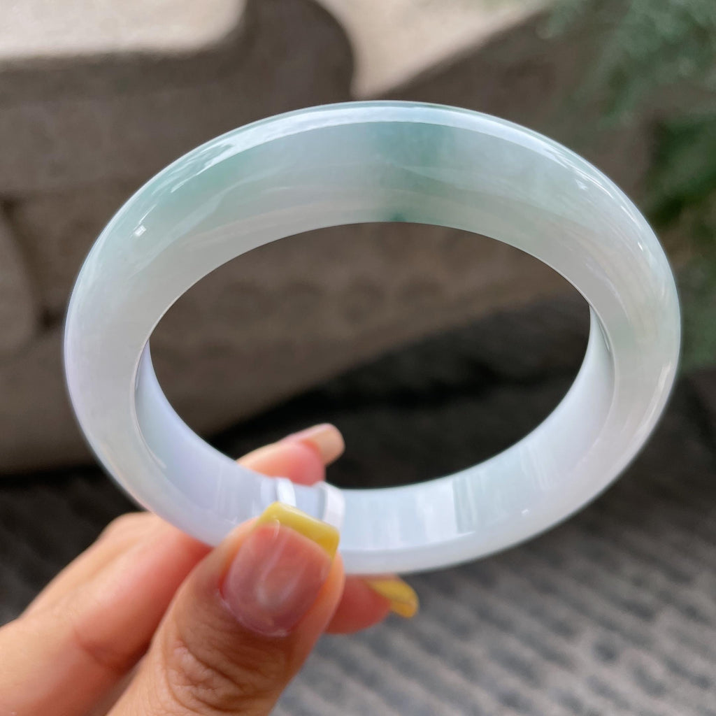 细糯种飘花正圈平安镯56.6圈     天然缅甸A货翡翠（yc366484）