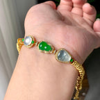 18K金钻+黄金镶糯冰种多彩盘缠手链（yc224991）